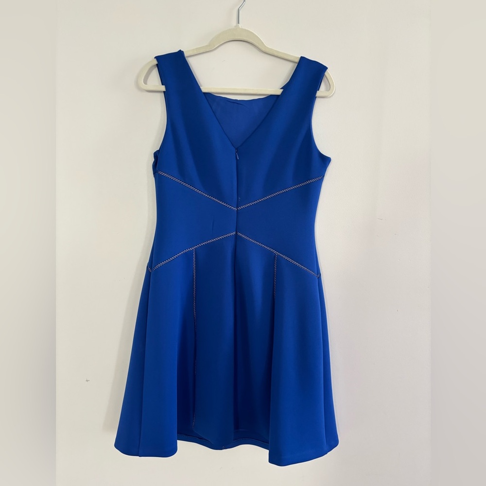 Calvin Klein Cobalt Blue Sleeveless V-Neck Fit & Flare Dress